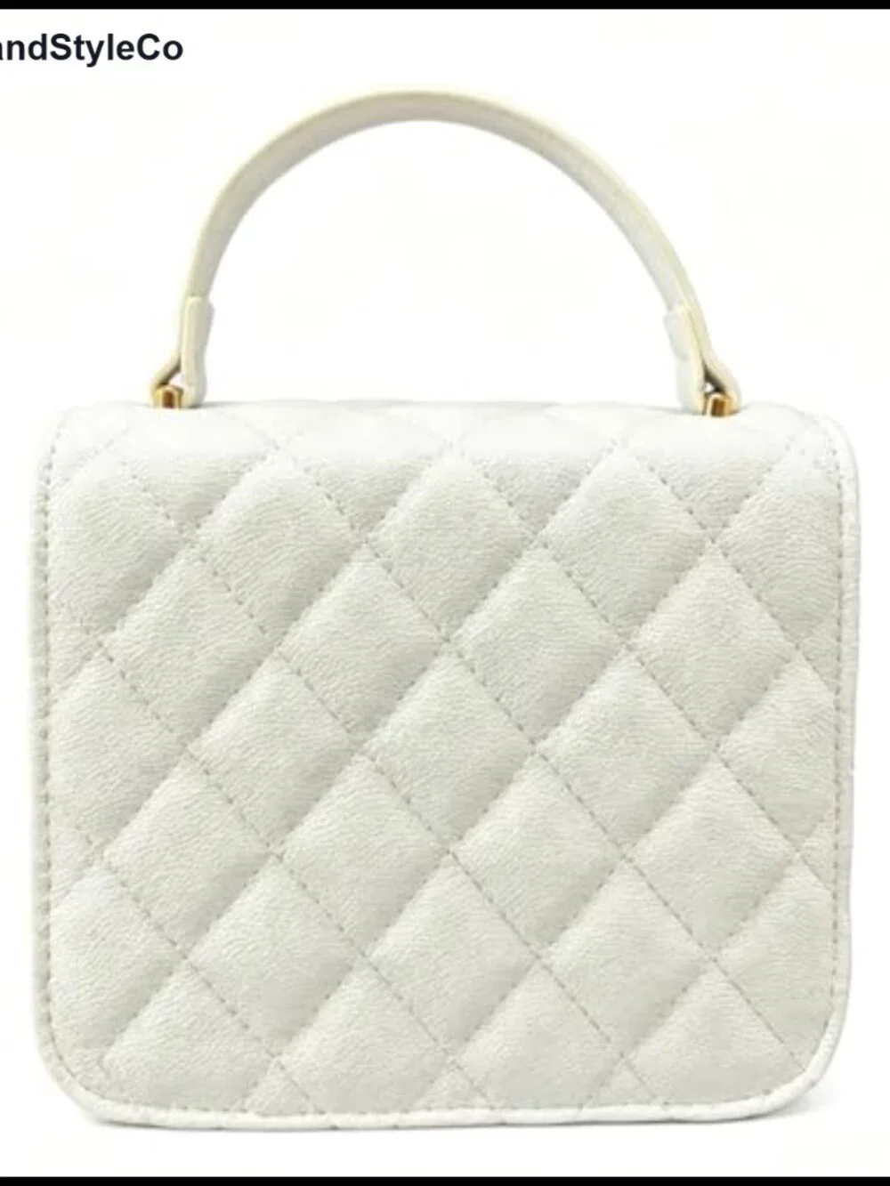 Quilted Mini Satchel Purse with Gold Turn Lock, Crossbody & Top Handle Faux